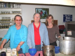 Cooking at The Farm for Sacred Run 2006: Sharon Wells, Jean Madrid, Eleanor Graf.  (Not pictured: Roberta Kachinsky & Ramona Christopherson)