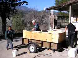 The trailer - Dennis and two workers from La Paz