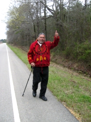 Dennis Banks on the road near Talullah, Arkansas, 2006-03-21