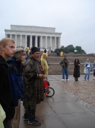 Dennis Banks speaking at the Lincoln Memorial, Washington, D.C., 2006-04-22