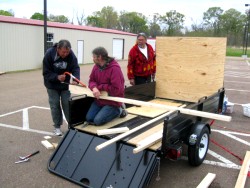 Larry, Joel and Dennis outfitting the new trailer, Natchez, MS 2006-03-23