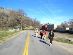 Chea, J.J., Margaret, and Nunu on the road in the Tehachapi Mountains