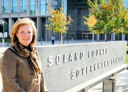 Linda Seifert outside the Solano County Government Center